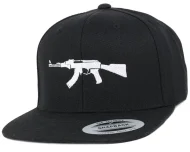 White AK-47 Rifle Embroidered Flat Brim Cap