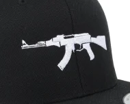 White AK-47 Rifle Embroidered Flat Brim Cap