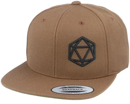 Geometric D20 Dice Wireframe Tan Snapback Cap
