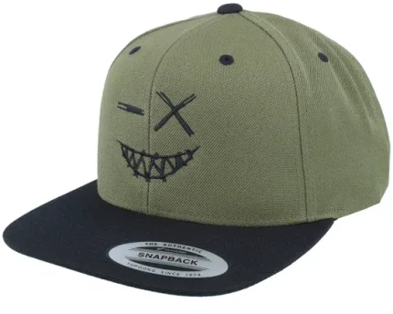 The Glitch Crazy Smile Black/Olive Snapback Cap