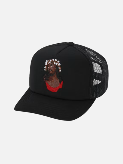 Denim Tears Crown Made of Cotton Southern Man Trucker Hat Black