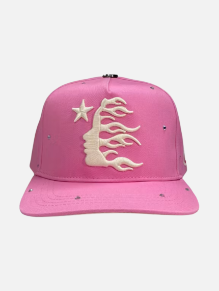 Hellstar OG Logo Rhinestone Snapback Hat Pink