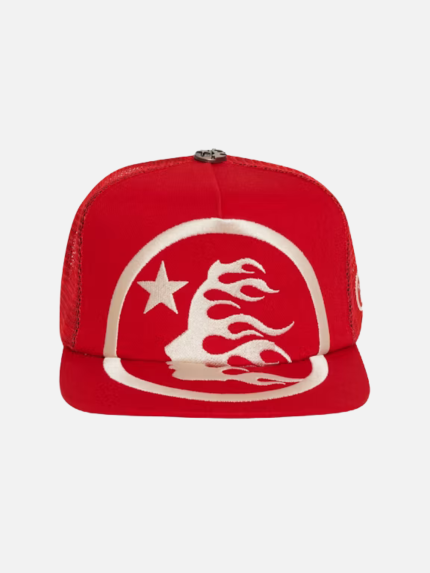 Hellstar Big Logo Trucker Snapback Hat Red