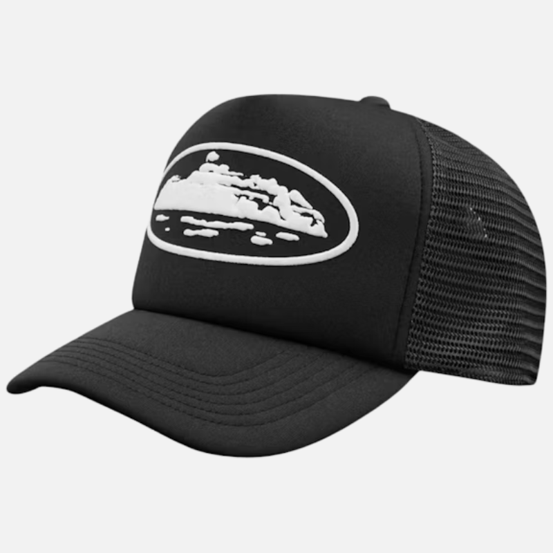 Corteiz Island Puff Print Trucker Hat Black