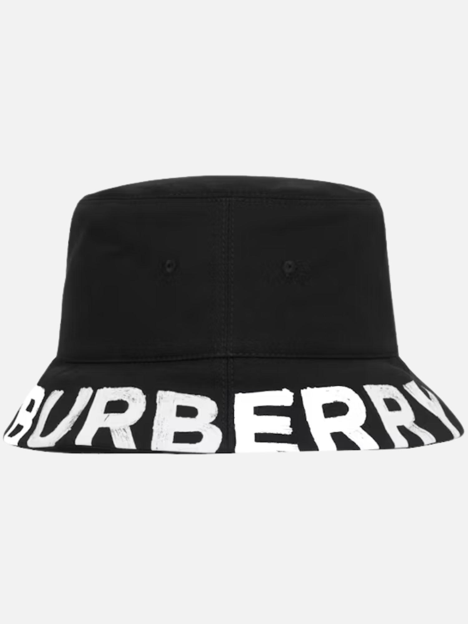 Burberry Reversible Logo Print Cotton Gabardine Bucket Hat Black